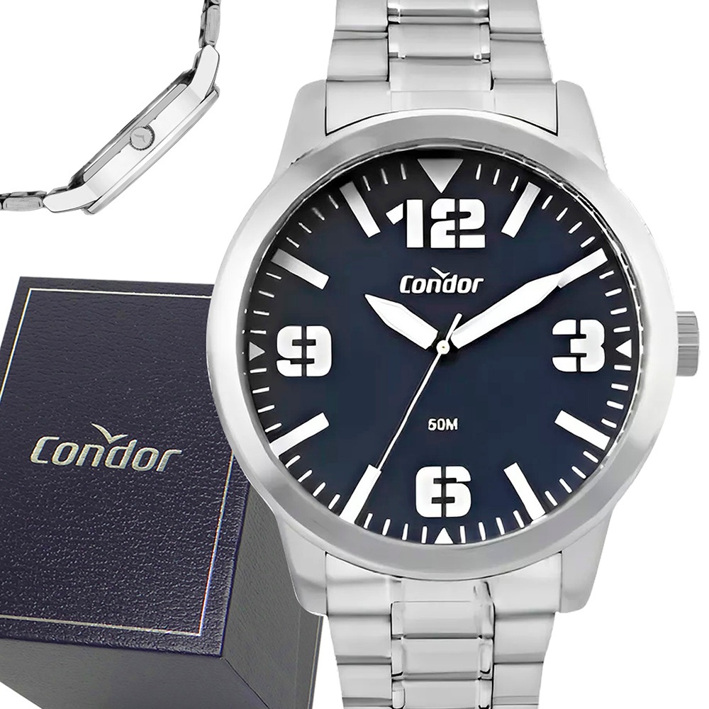 Relógio Masculino Condor Prata Garantia Prova Dagua Original em Oferta na Shopee