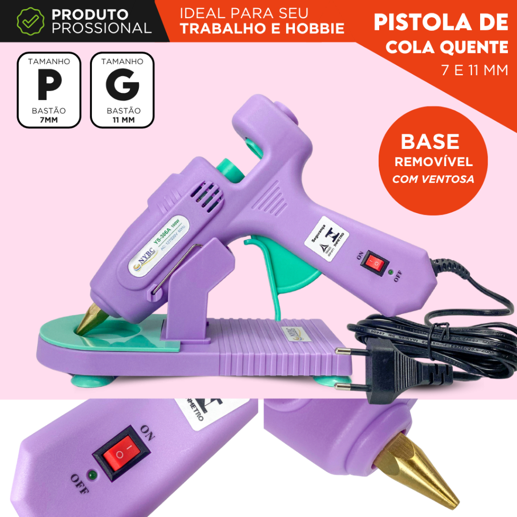 Aplicador Cola Quente Profissional Kit 10 Bastões 7mm 11mm Artesanato DIY Aquecimento Rápido