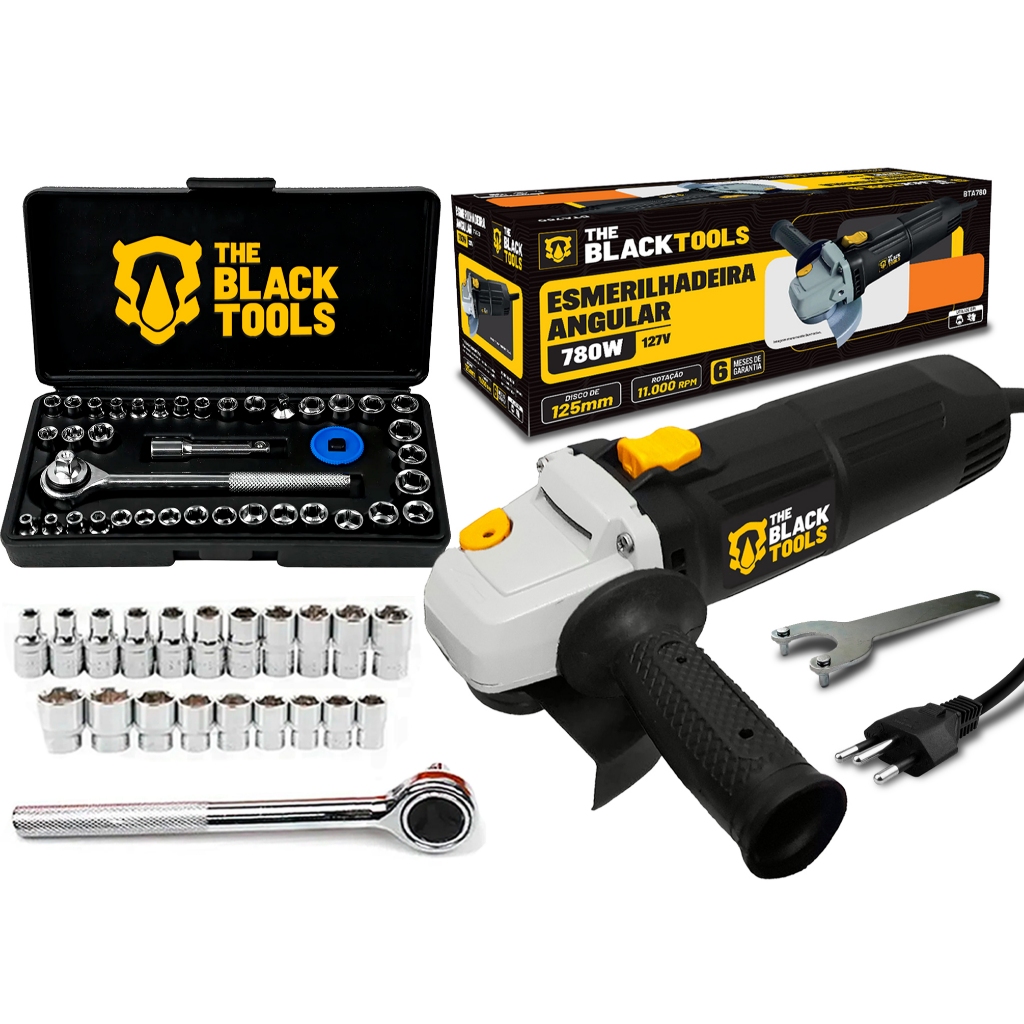 Esmerilhadeira Lixadeira Angular Profissional 4. 1/2 780w + Kit Chaves Jogo Soquetes 40 Peças em Oferta na Shopee