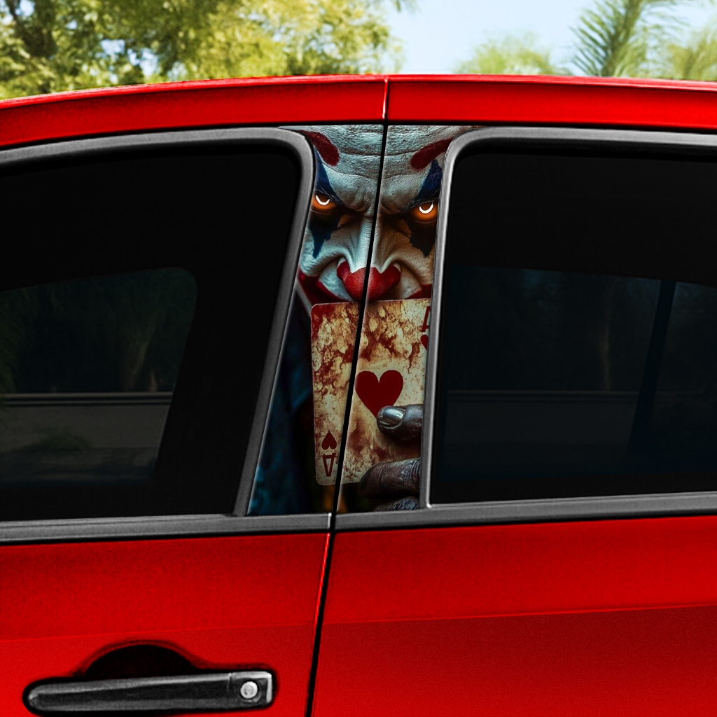 Adesivo Coluna de Porta Carro Coringa Palhaço Sinistro – Kit 2 Unidades