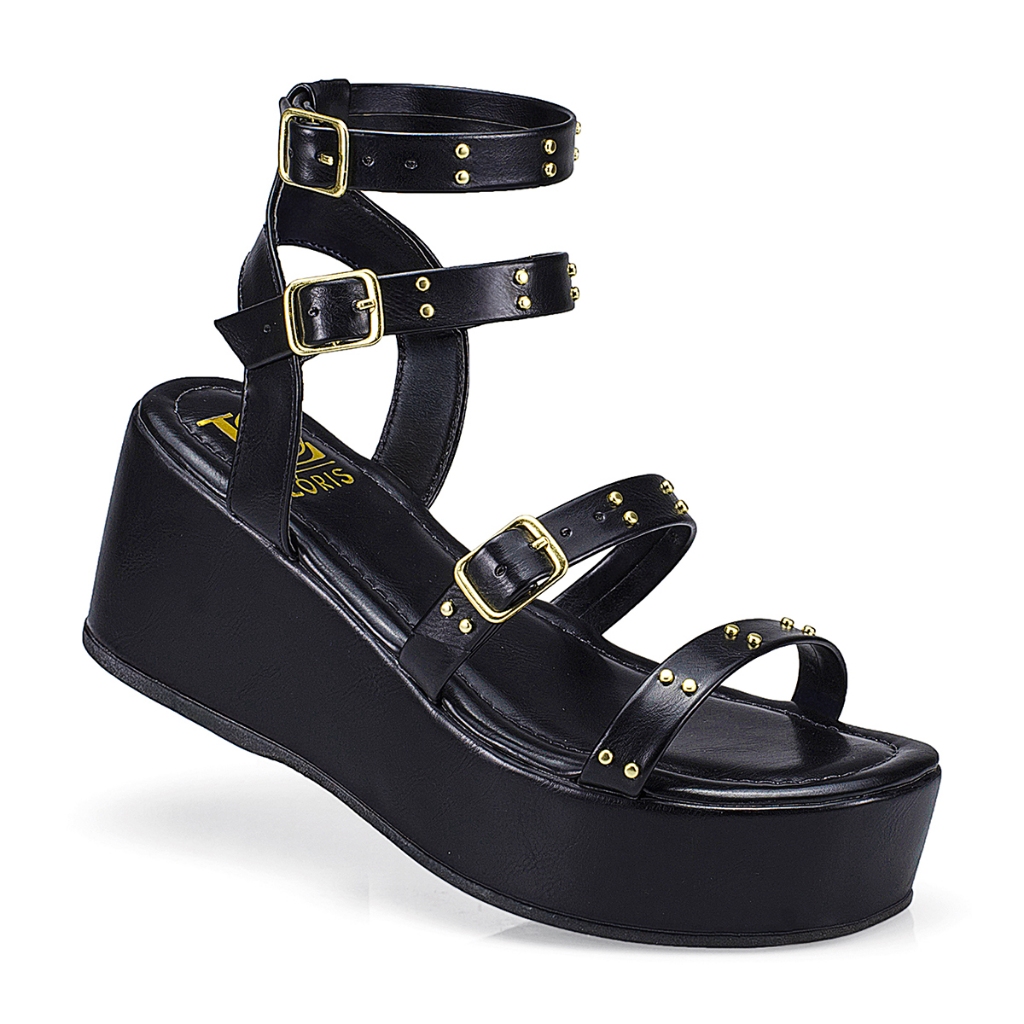 Sandália Feminina Tira Anabela Flatform Fivela Spike Estilosa 440 em Oferta na Shopee