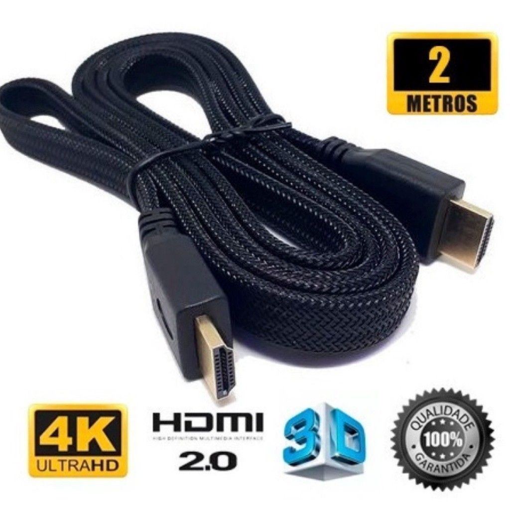 Cabo Hdmi HdTV Full Hd 4K 3D Alta definição Resolução Versão 2.0 2/3/5 Metros 001 3metro