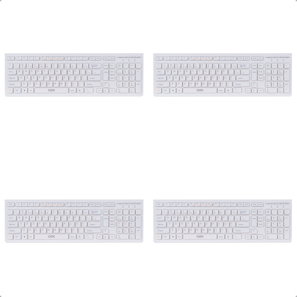 Teclado Multimídia com Fio Flat Oex TC300 104 Teclas Conexão USB Teclas Macias e Silenciosas