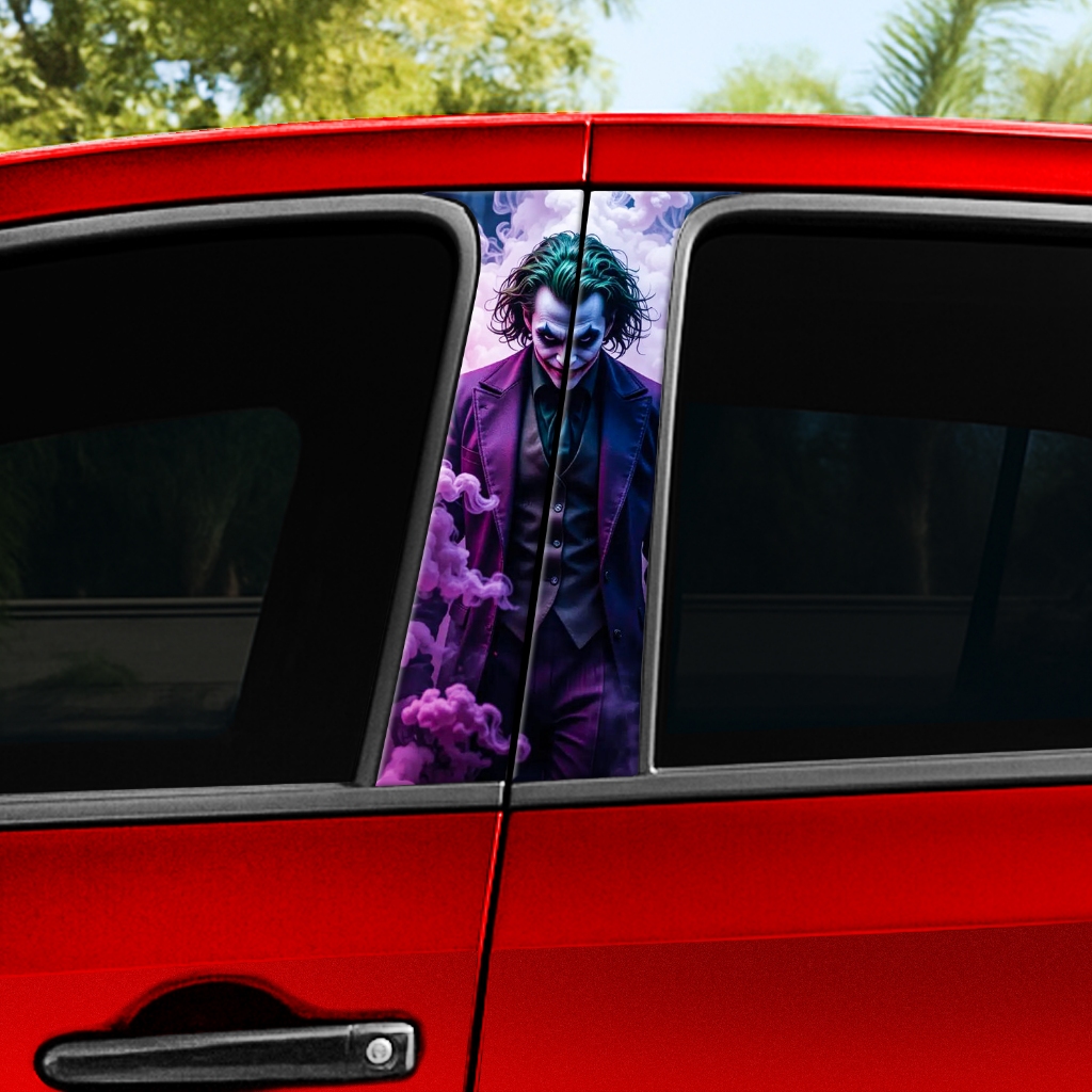Kit 2 Unidades Adesivo Coluna de Porta Coringa Fumaça Roxa Coluna de Carro Fosco