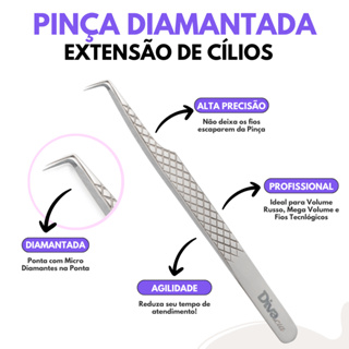 Pinça Extensão de Cílios Ponta Diamantada Profissional Volume Russo, Mega Volume e Fios Tecnológicos em Oferta na Shopee