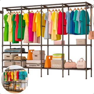 Arara Closet Aberto Cabideiro Guarda Roupa Rack Sapateira Roupeiro 4 Portas Organizador M…