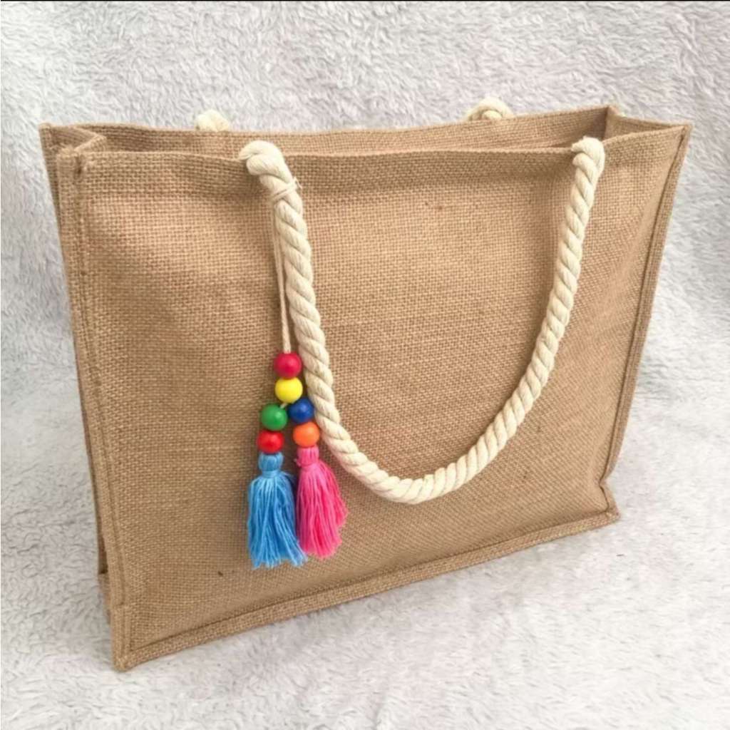 Bolsa De Praia Feminina De Ombro Sacola Ecobag Tote Palha Juta em Oferta na Shopee