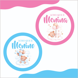 Kit 100 Adesivos Chá Revelação Ursinho Menina ou Menino em Oferta na Shopee