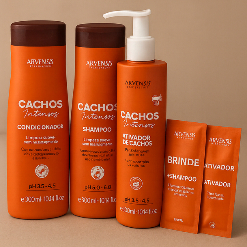 Kit Cachos Naturais Shampoo + Condicionador + Ativador de cachos 300ml ARVENSIS