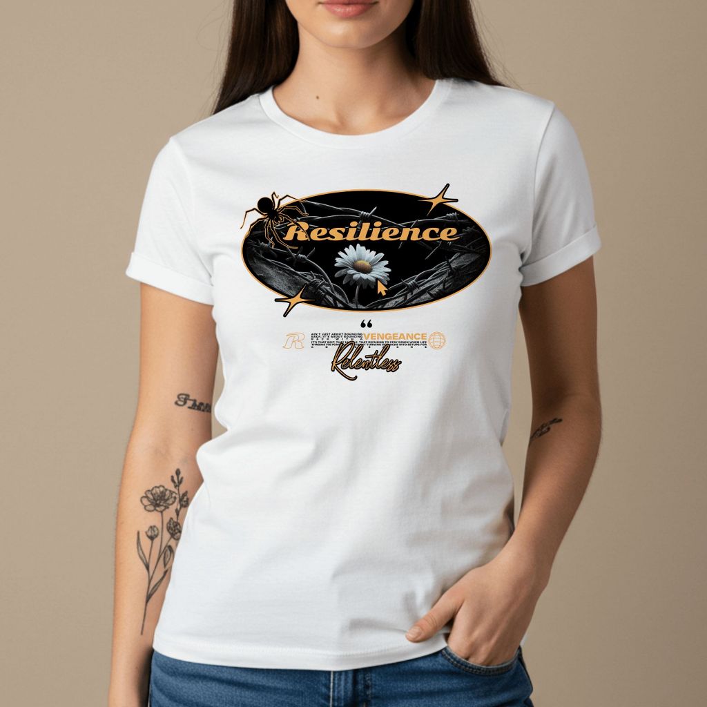 Camiseta Feminina Resilience Estilo Tumblr Frase Inspiração Algodão