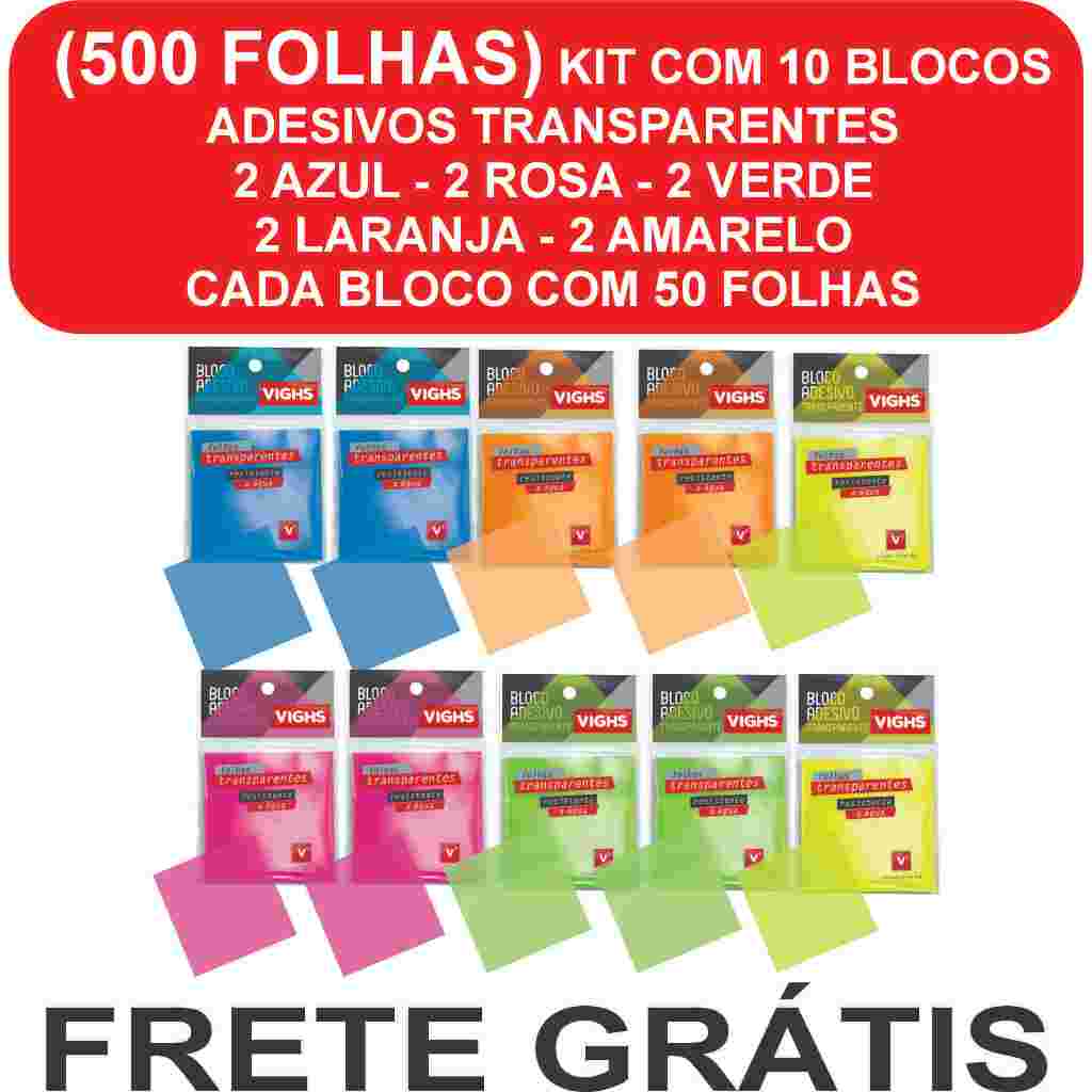 Blocos Adesivos Transparentes Coloridos 500 folhas – Anotações em Oferta na Shopee
