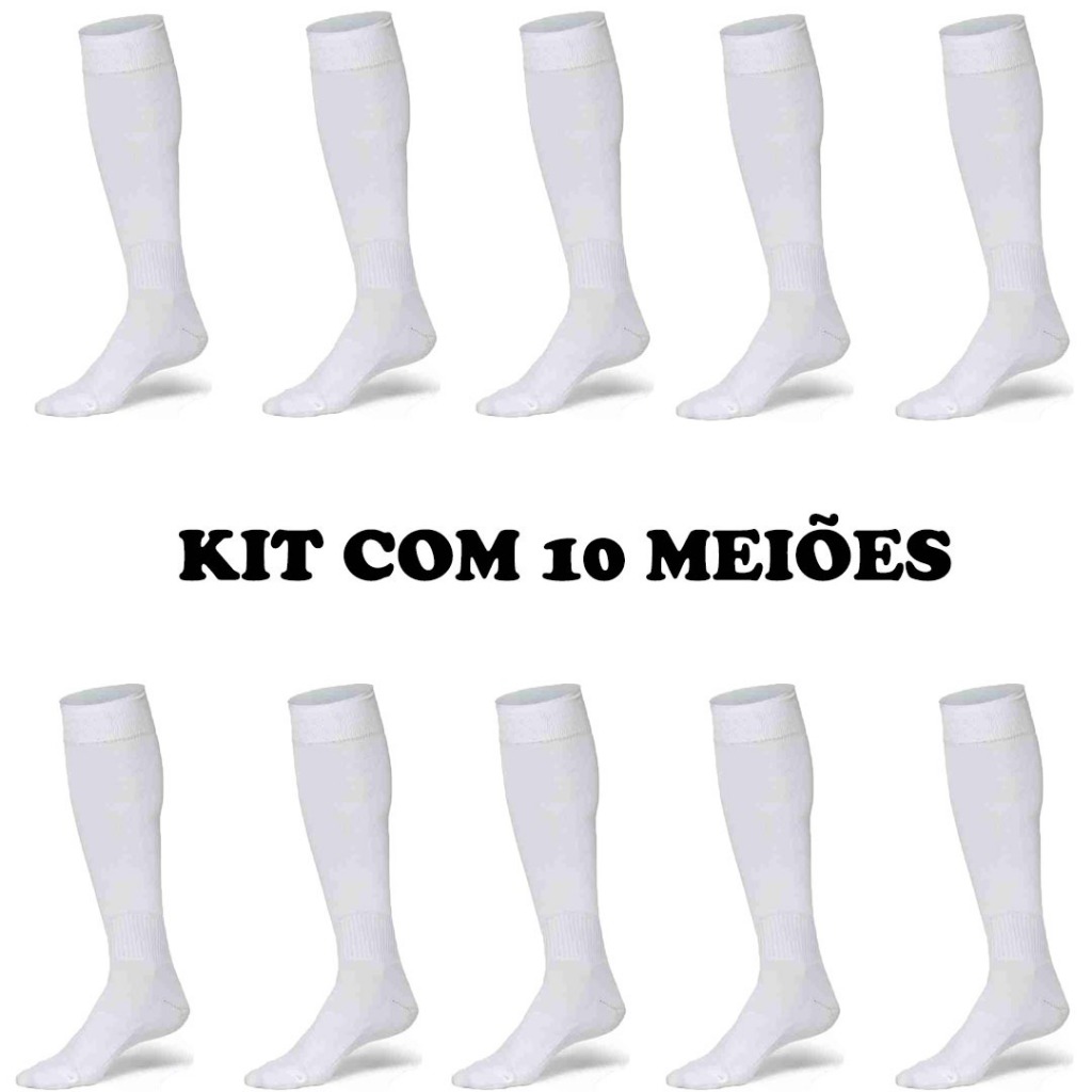 Combo Kit 10 Meiões Meião Adulto Futebol Futsal Profissional Preto Branco