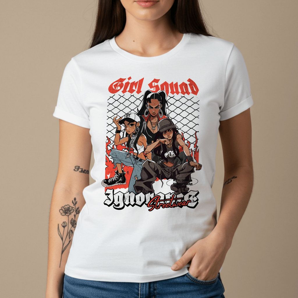 Camiseta Feminina Ignorance Moda Alternativa Frase Conceito Estilosa Branca