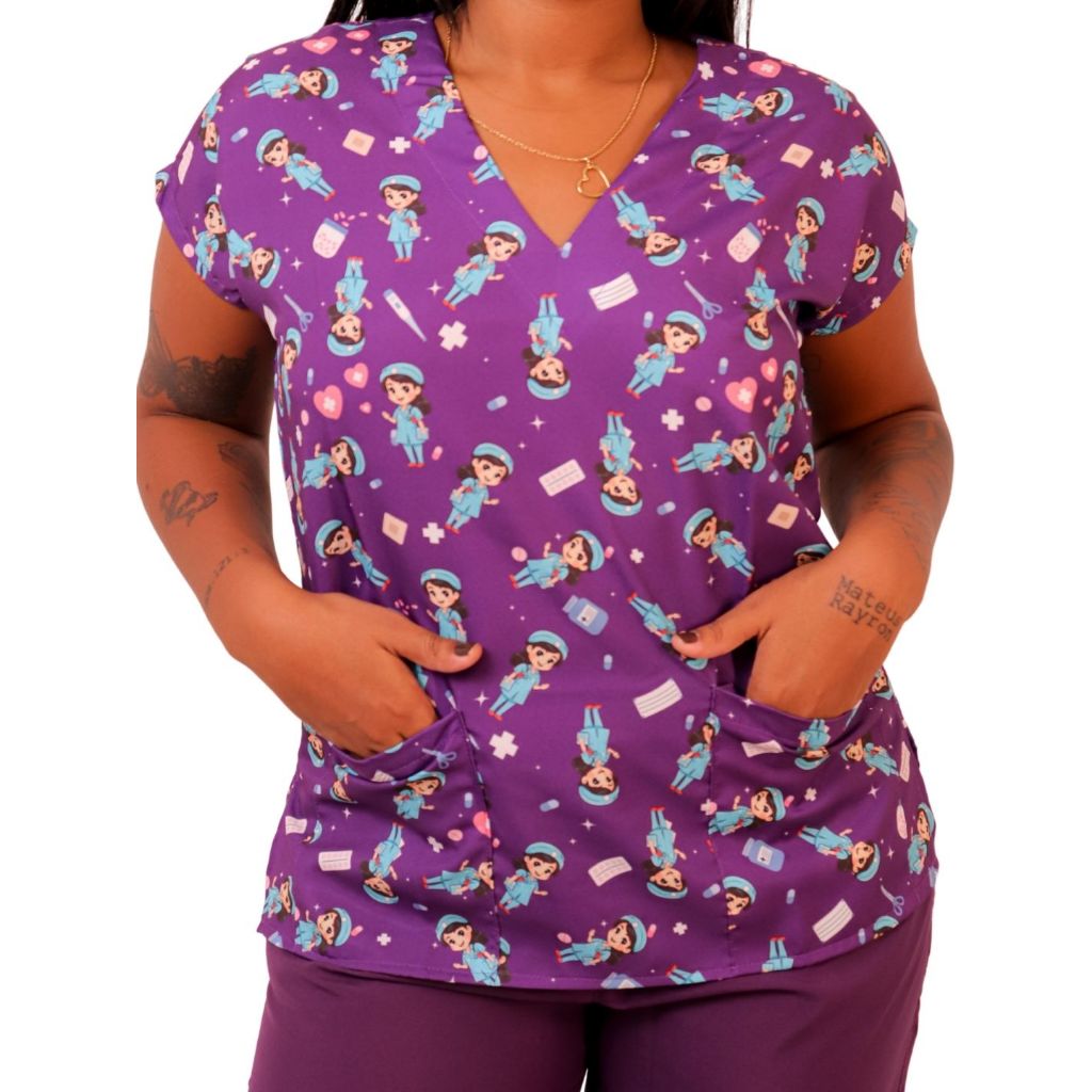 Conjunto Pijama Cirúrgico/Hospitalar ( SAUDE ES. ROXA ref: 06 )Conforto, Qualidade e Durabilidade