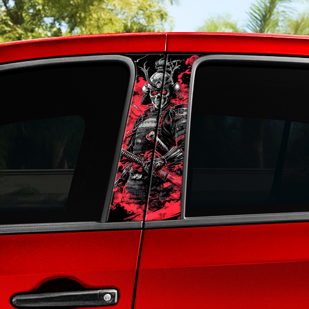 Adesivo Samurai Caveira – Kit 2 Unidades (Motorista + Passageiro) Prova D'agua Skin Coluna de Carro