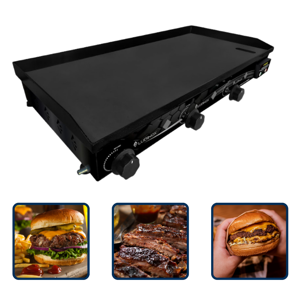 Chapeira Para Lanches Hot Dog Porçoes CHAPA PROFISSIONAL BLACK 80x40 5mm a Gás INDUSTRIAL