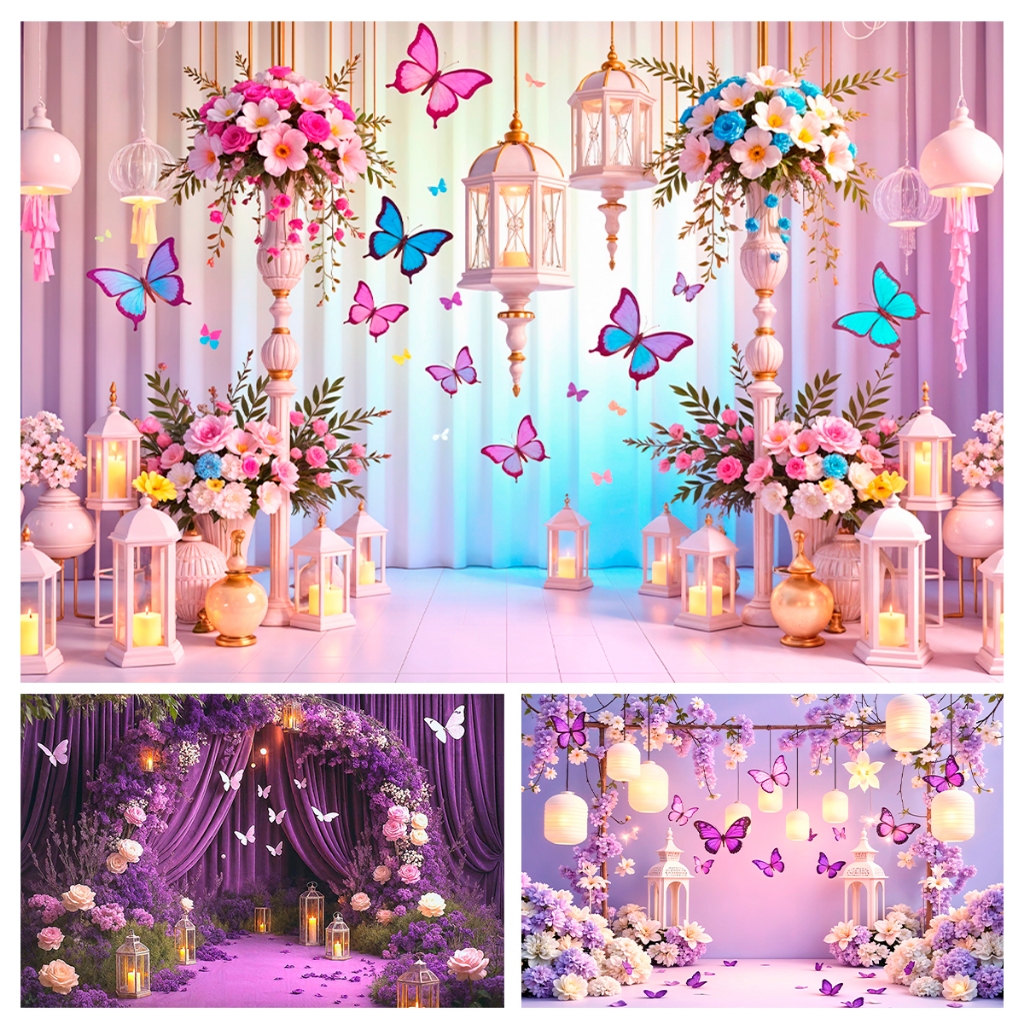 Painel Retangular Em Tecido Sublimado Borboletas Floral 1,50x2,20 Mt em Oferta na Shopee