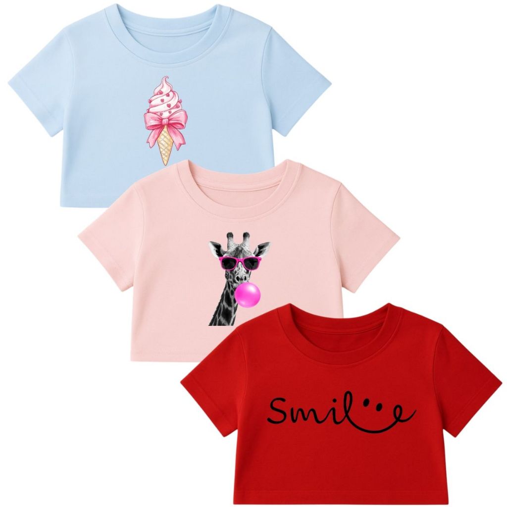 Blusa Kit 3 Croppeds Oversized Feminino Mini Diva Blogueirinha Look Verão Qualidade Preço Top Manga Curta