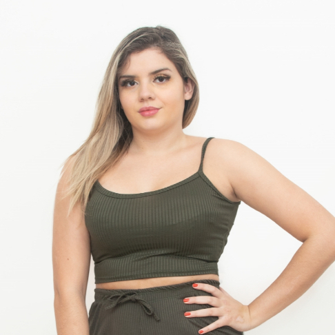 Cropped de Alcinha Canelado Feminino