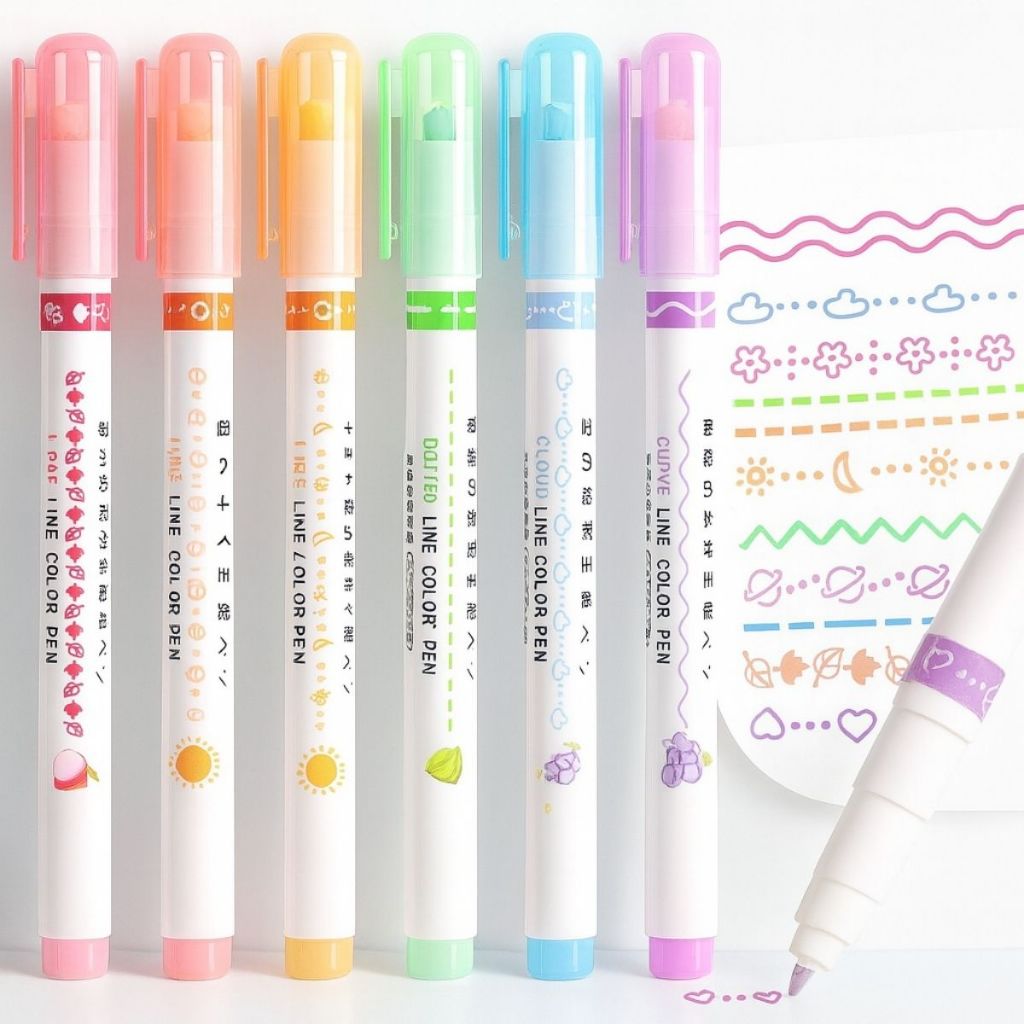Kit 6 Caneta Marcador Roller Carimbo Criativo Sublinhado Diário Scrapbook Decoração Artes em Oferta na Shopee
