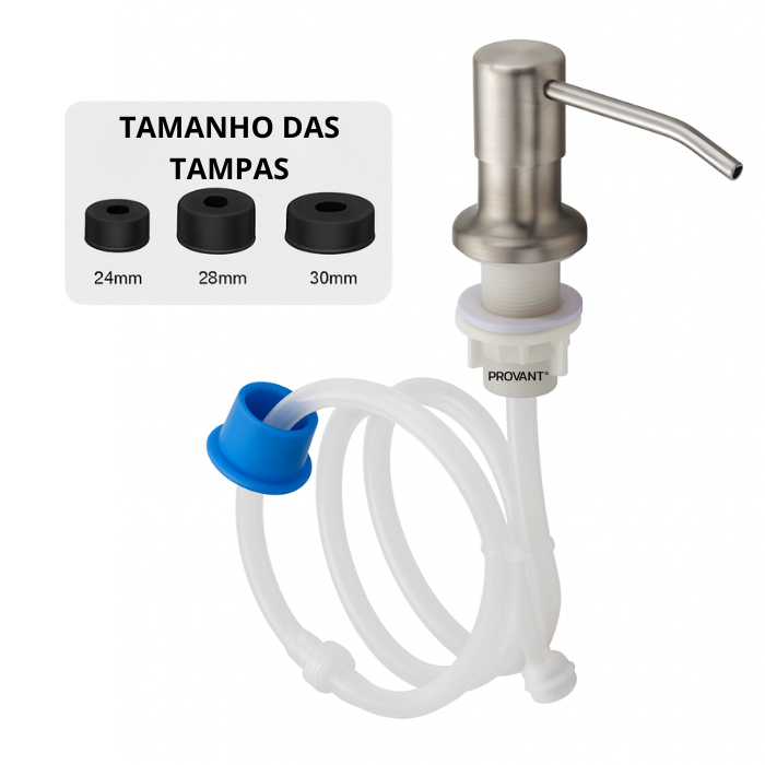 Dispenser De Embutir Para Sabão Detergente Com Mangueira Flexível Prata Escovado