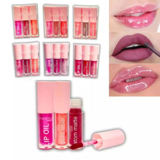 Kit Batom Matte + Gloss Brilho Labial + Lip Oil Hidratante Boca Linda Febella em Oferta na Shopee
