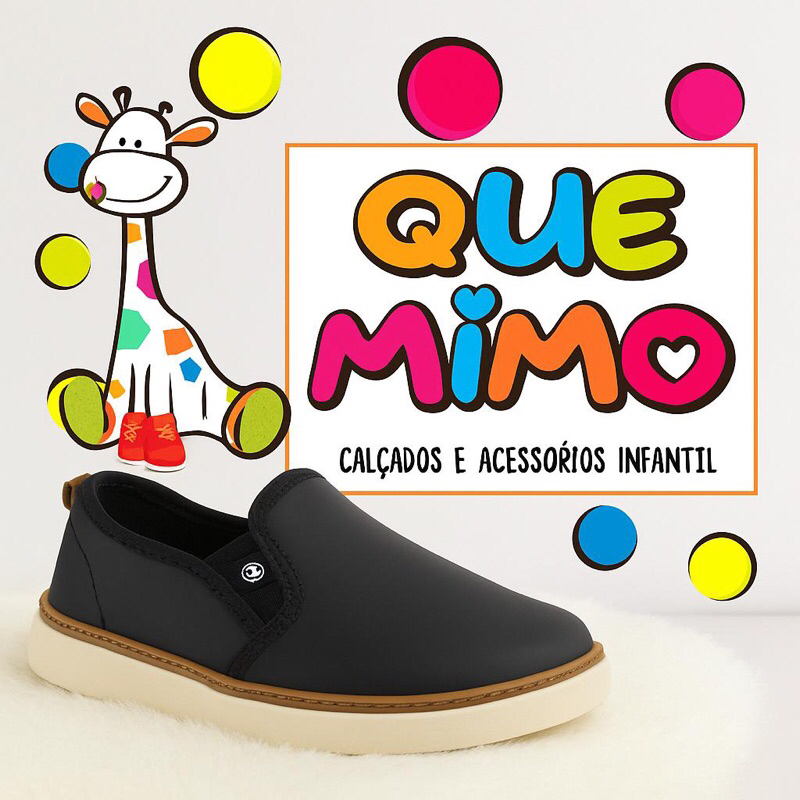 Slip On Infantil Preto Casual Confortável Molekinho 👟✨