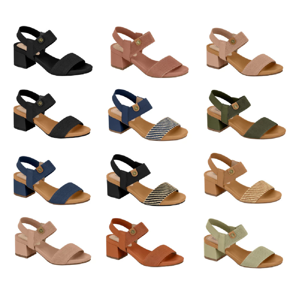 Sandália Feminina Modare Salto Médio Bloco Ortopedica Super Confortavel Ultraconforto Elastico