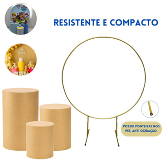 Kit Arco com Mesas MDF Cilindro P,M e G Decoração para Festa em Oferta na Shopee