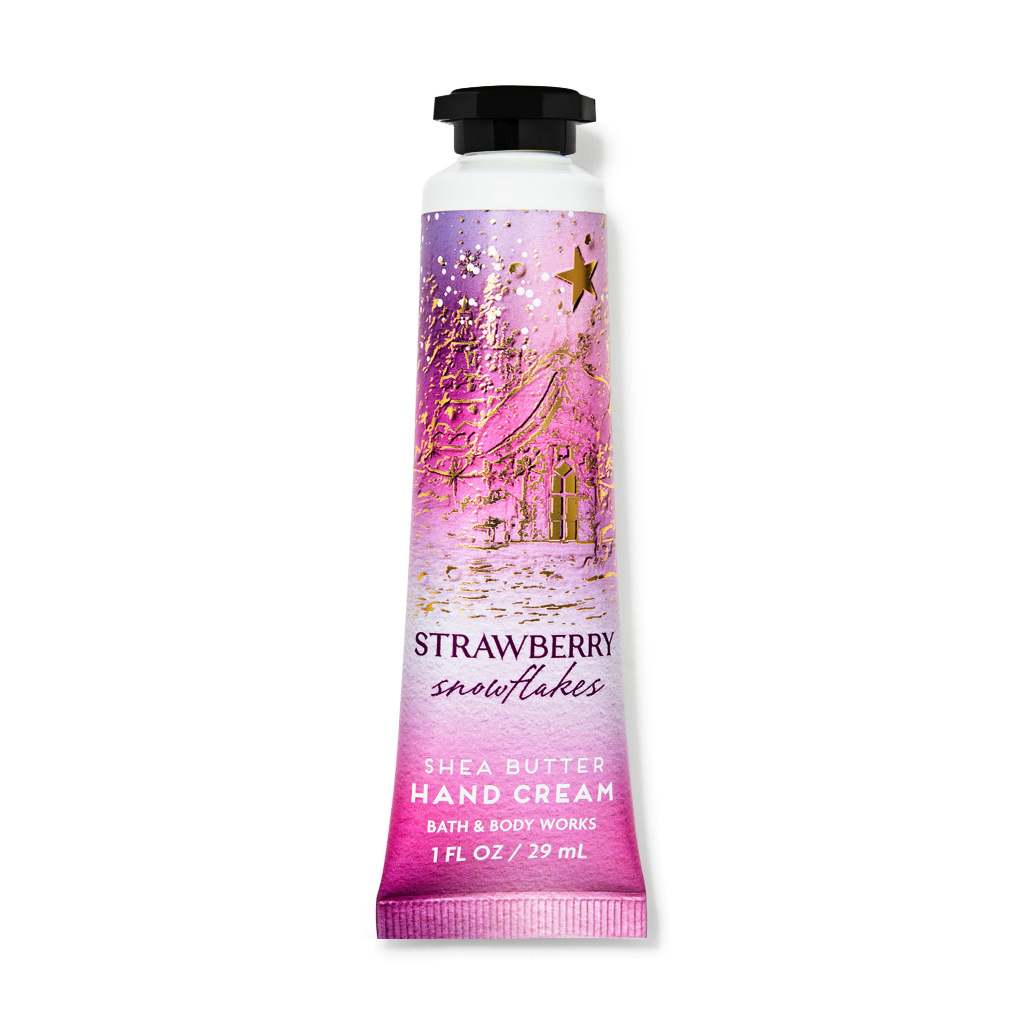 Bath & Body Works Strawberry Snowflakes Hand Cream 29ml Hidratante para mãos de morango Produto importado dos EUA