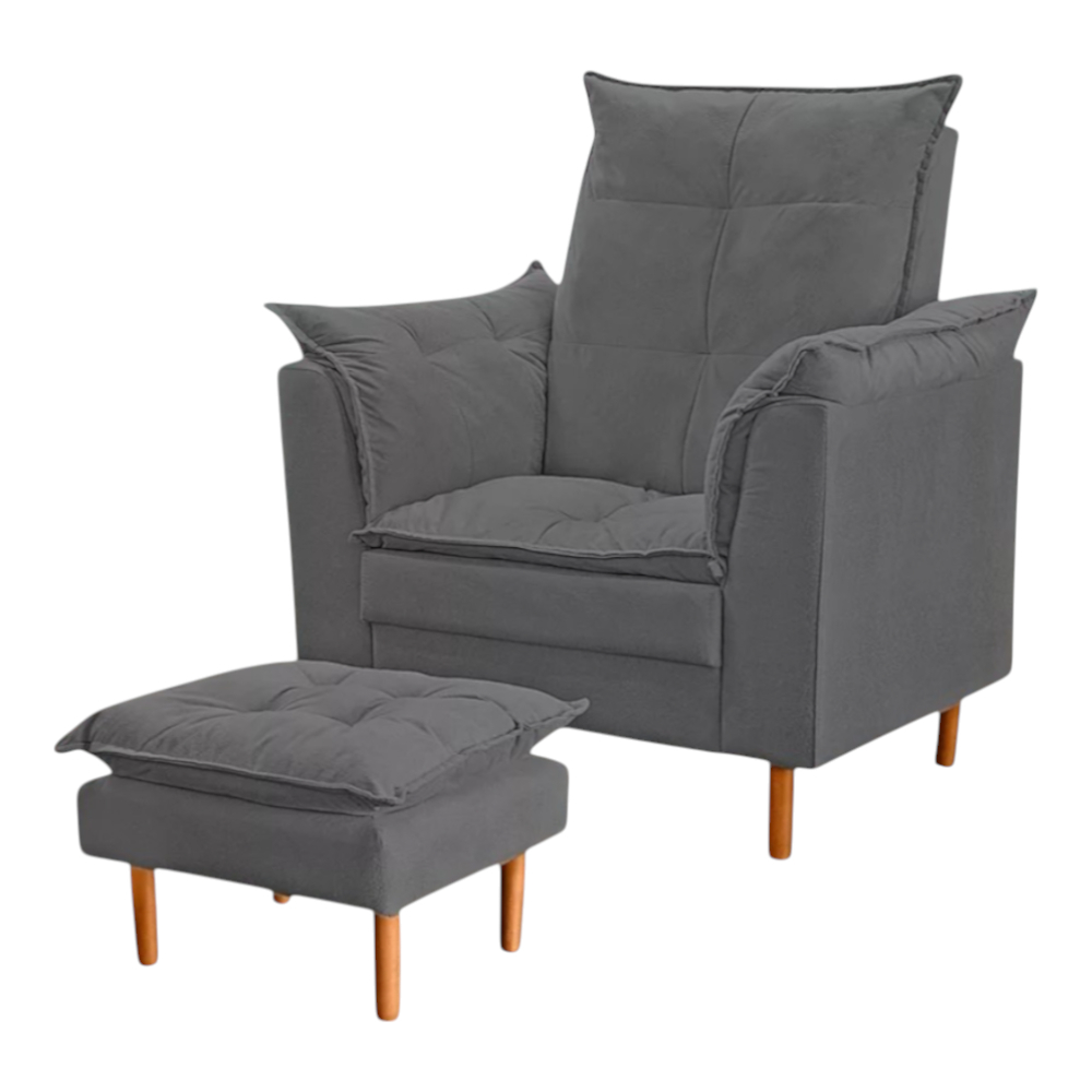 Combo 2 Poltrona Clean Suede Cores Poltrona Cadeira Para Amamentação + Puff Opalinha de Apoio