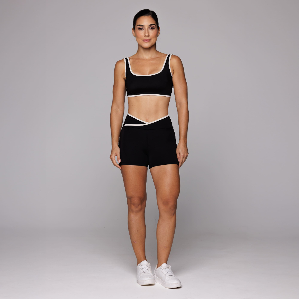 Conjunto Academia Kate Fitness Feminino Top Alta Sustentação e Short Cós Cruzado Afina Cintura em Oferta na Shopee