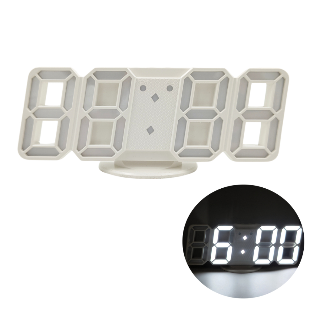 Relógio Digital 3D de Parede Design Moderno com Luz Noturna em Oferta na Shopee