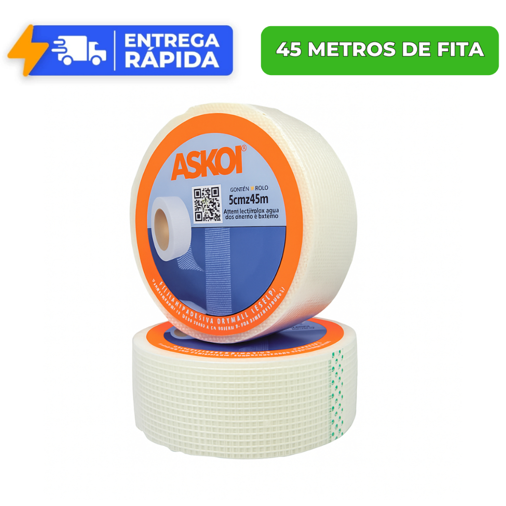 Fita Drywall Telada Autoadesiva 45 Metros x 48mm para Gesso e Isopor em Oferta na Shopee