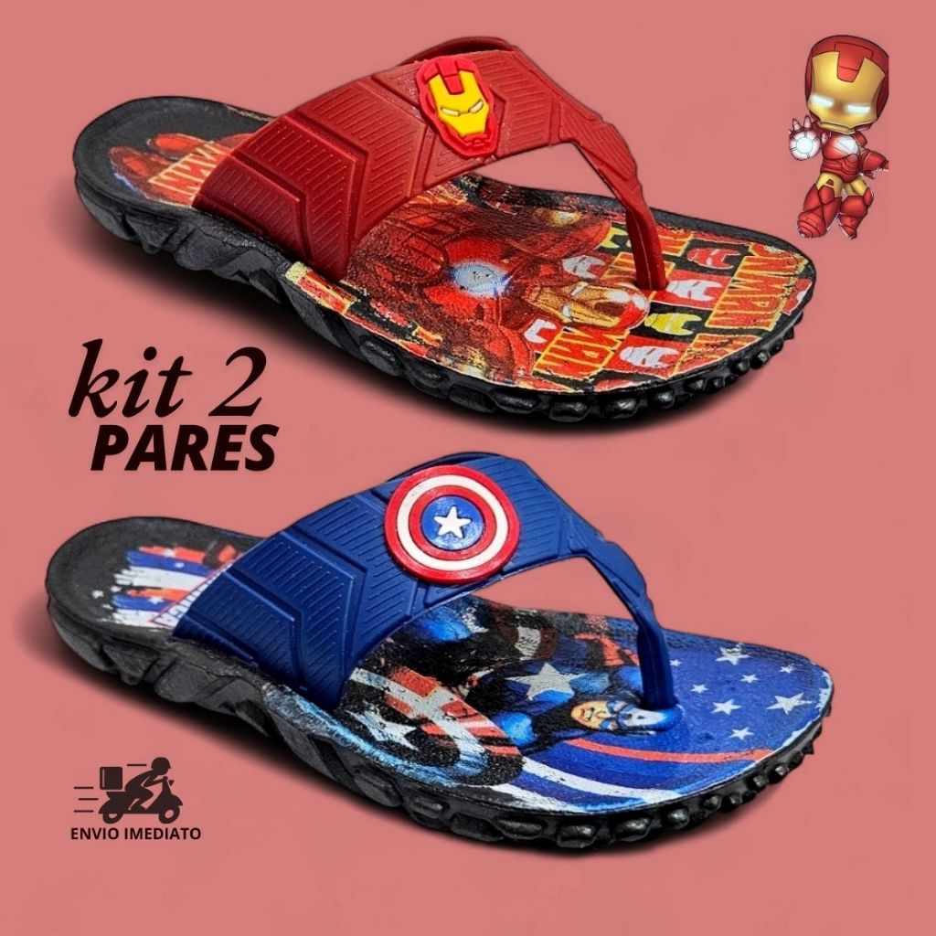 KIT 2 Pares CHINELO Infantil Masculino de Dedo Tratorado Menino Lançamento Verão — imagem 2 de 2