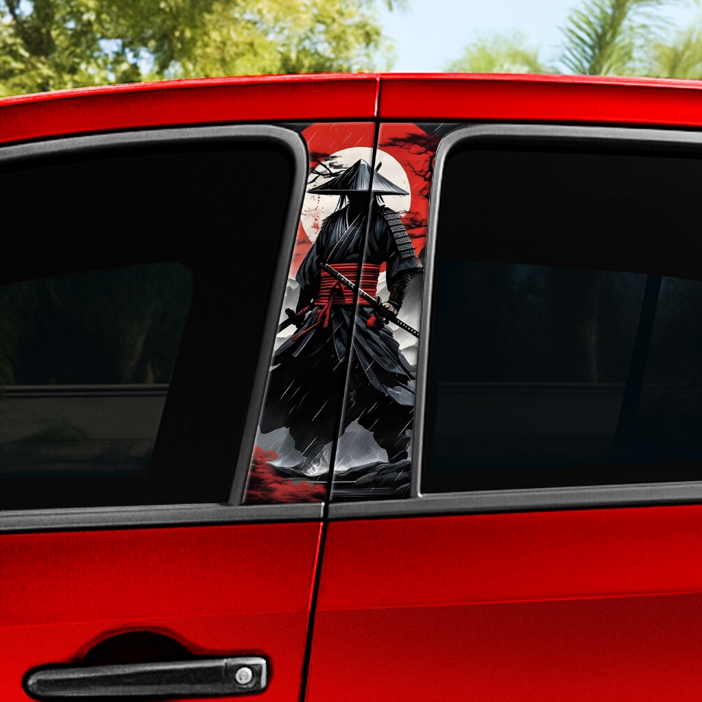 Kit 2 Adesivos Samurai Carro Estilo Japonês Oriental Prova D'agua Coluna de Carro em Oferta na Shopee