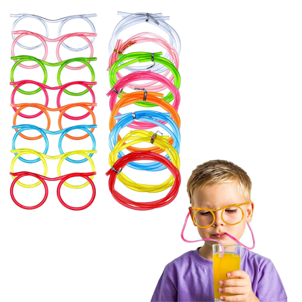 Oculos Canudo Longo Colorido Infantil Festa Aniversario Lembrancinha Bebidas Sucos Formato Ludico Canudinho em Oferta na Shopee