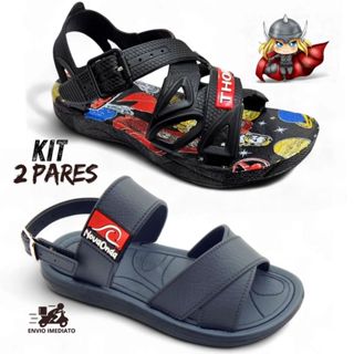 Kit 2 Pares Sandalia Menino Nova Onda + Sandalia Infantil Personagens Masculino Herois em Oferta na Shopee