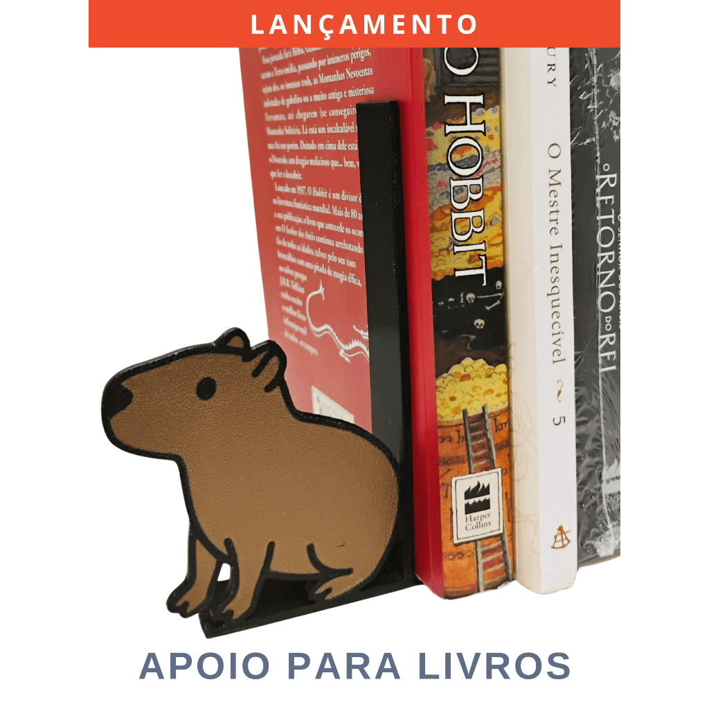 Apoio para livros Capivara Aparador de Livros Suporte Bibliocanto Leitura Sala Quarto Rac…