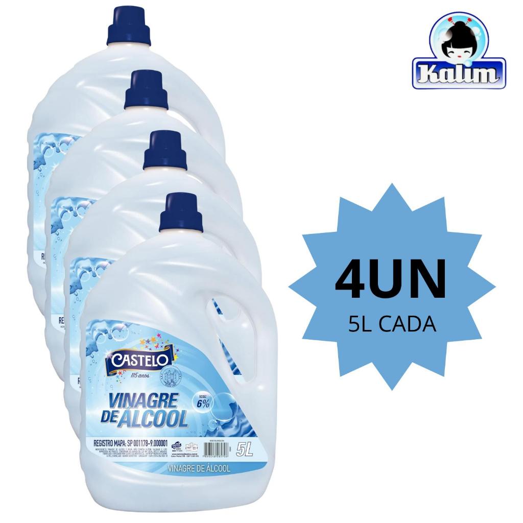 Kit Vinagre Castelo Embalagem 5L Higienização de Hortaliças, Roupas, Limpeza E Mais