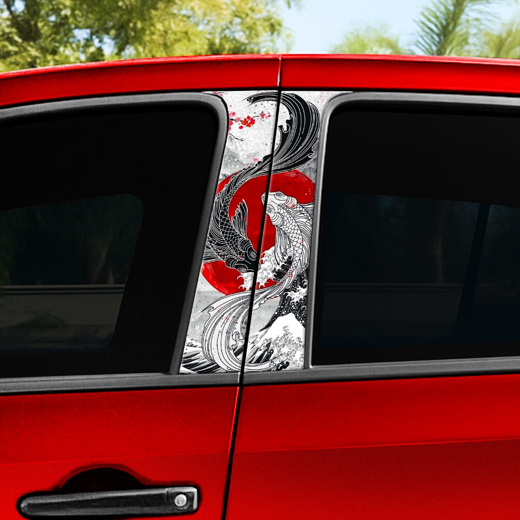 Adesivo Carro Carpa Japonesa Samurai – Kit 2 Peças Vinil Porta Lateral Automotivo