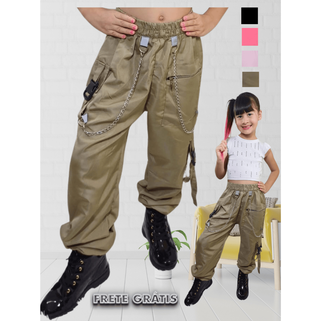 CALÇA CARGO JOGGER BEIGE PARA CRIANÇAS ESTILO QUE CRESCE COM ELES