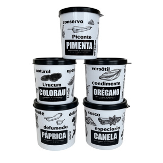 Kit 5 Potes Plásticos Porta Condimentos Porta Temperos 200ML em Oferta na Shopee