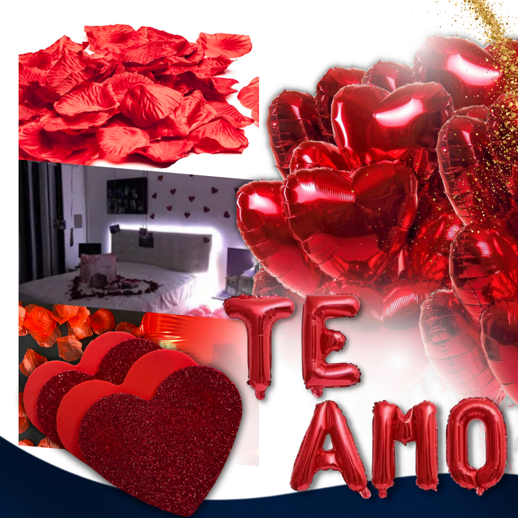 Kit Romântico 300 Pétalas Artificiais + 6 Balão Coração + TE AMO + 10 EVA em Oferta na Shopee