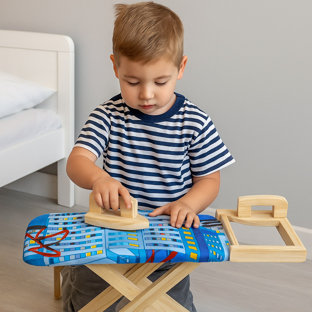 Mesa de Passar Roupa Infantil de Madeira Brincadeira Faz de Conta Tábua Passar Roupa