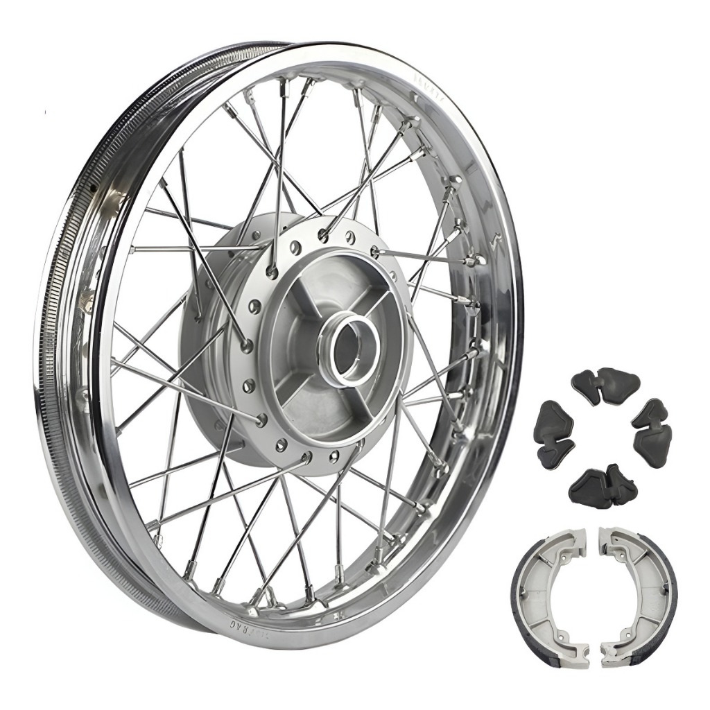 Roda Montada Traseira Completa Centrada Raiada Par Patin de Freio Bucha da Coroa Honda Biz 100 Biz125 Cromada em Oferta na Shopee