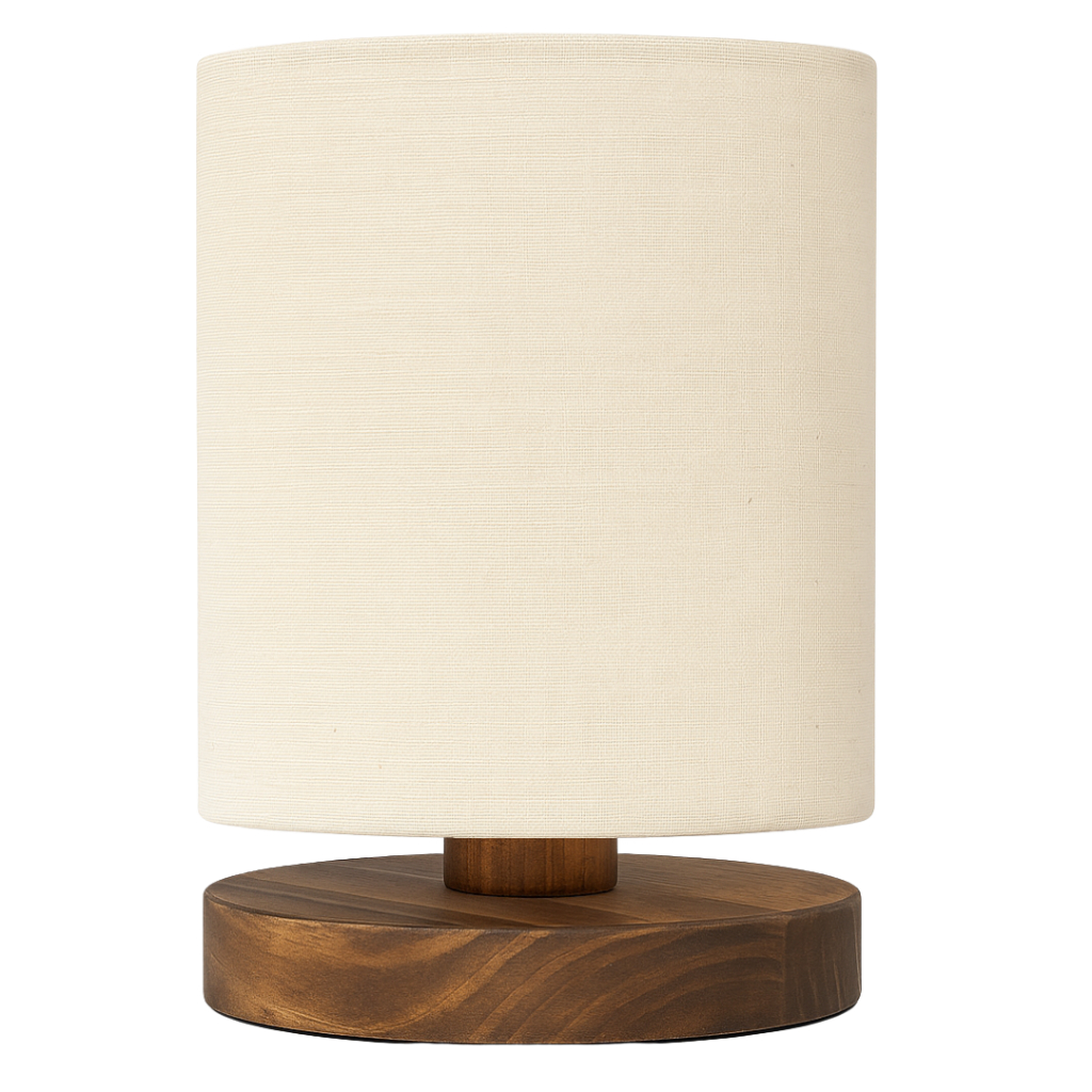 Kit de 2 Abajures De Mesa Em Madeira Minimalista Cúpula Linho Home Decor Quarto Escritório Sala