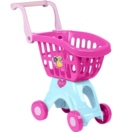 Carrinho de Compras Supermercado e Feira Infantil Barbie Cheff Rosa e Azul Cotiplás