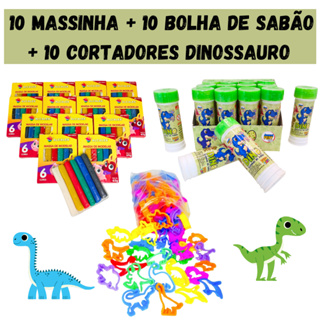 10 Massinha  + 10 Bolha de Sabão Dino + 10 Cortador Dinossauro Molde Kit Festa Lembrancinha Infantil em Oferta na Shopee