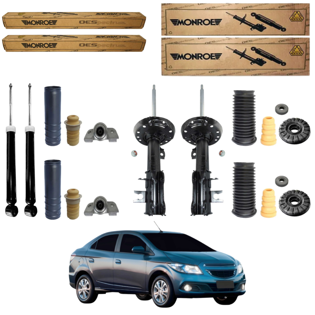 KIT 4 AMORTECEDOR PRISMA 2013 A 2020 MONROE + KIT